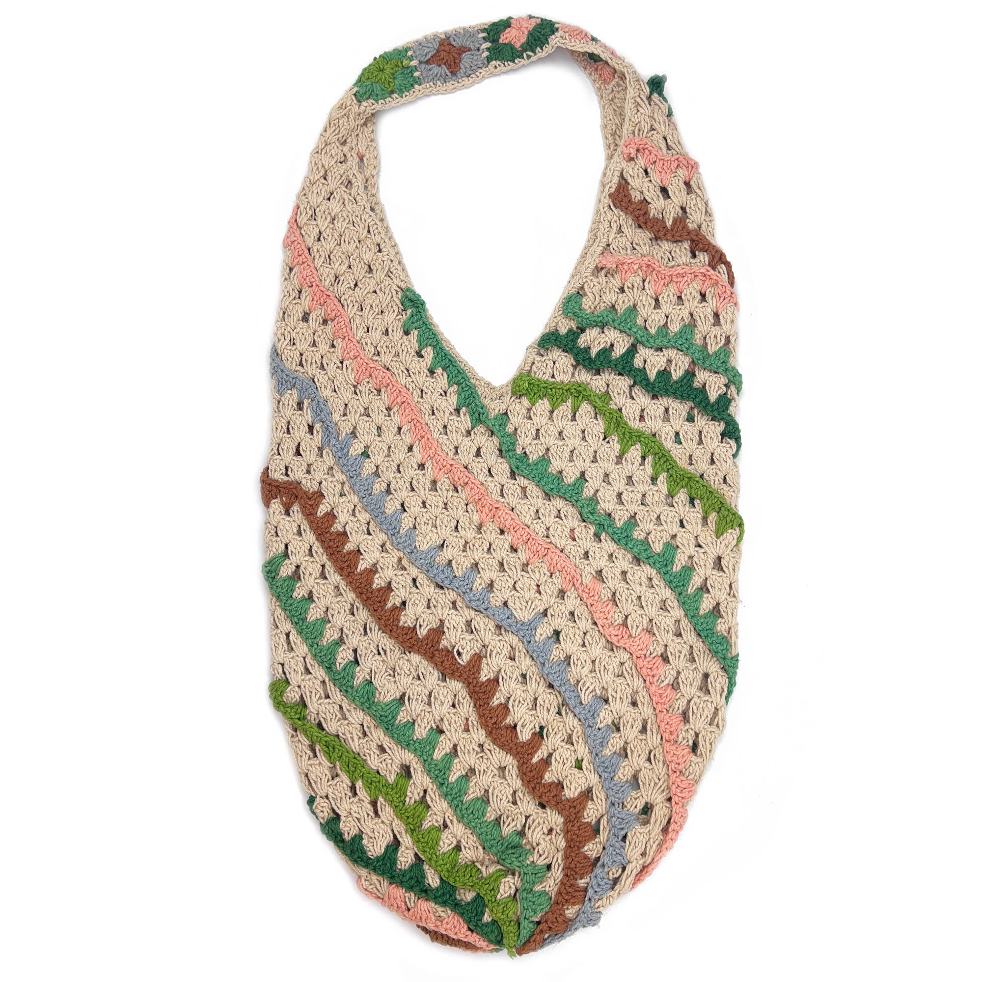 Delilah Bag - Oversize cotton sling tote - Pink and Green