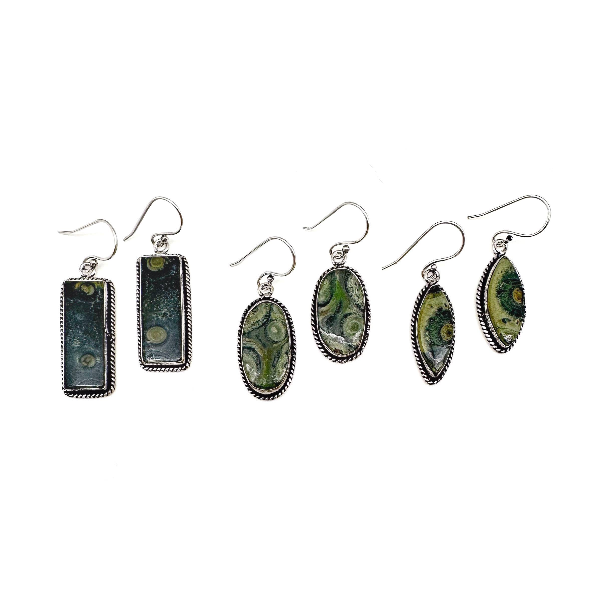 Kashi Semiprecious Large Stone Earrings - Kambaba Jasper