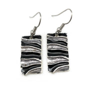 Pewter Earrings with Color Enamel - Black/Grey