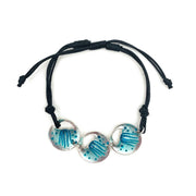 Pewter Bracelet with Color Enamel - Jellyfish in Teal/Aqua
