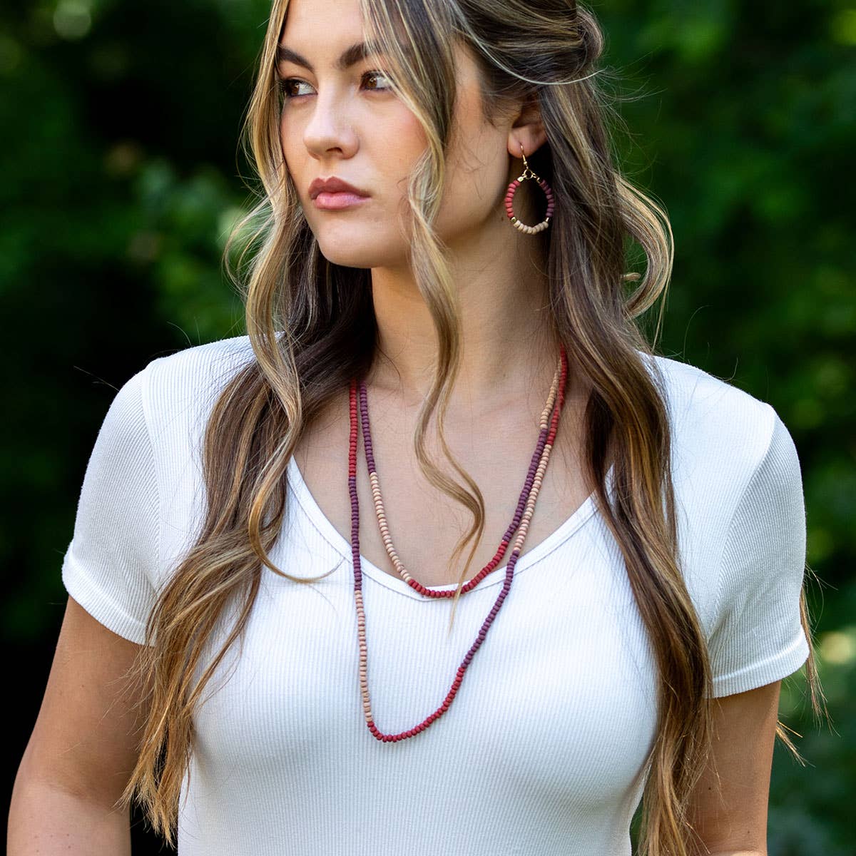 Prismatic Hues Necklace - Red, Purple, Peach