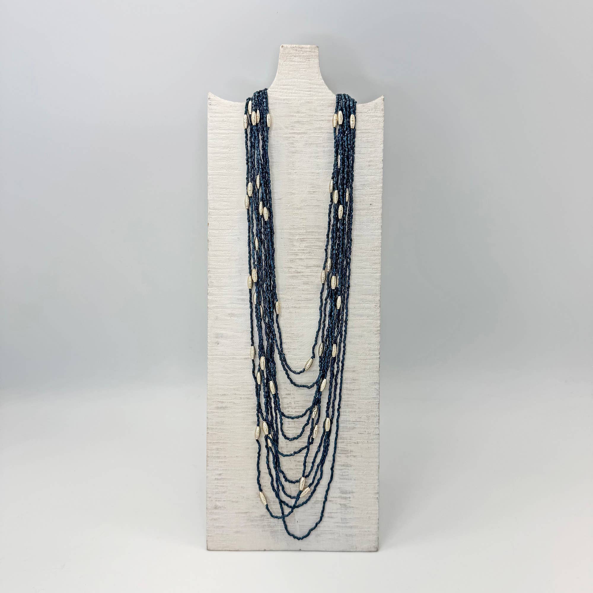 Seed Bead Multi-Strand Necklace - Midnight Blue