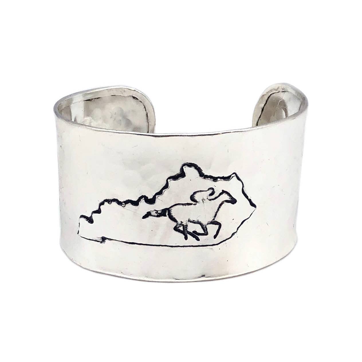 Silver Adjustable Cuff Bracelet - Kentucky with Jockey