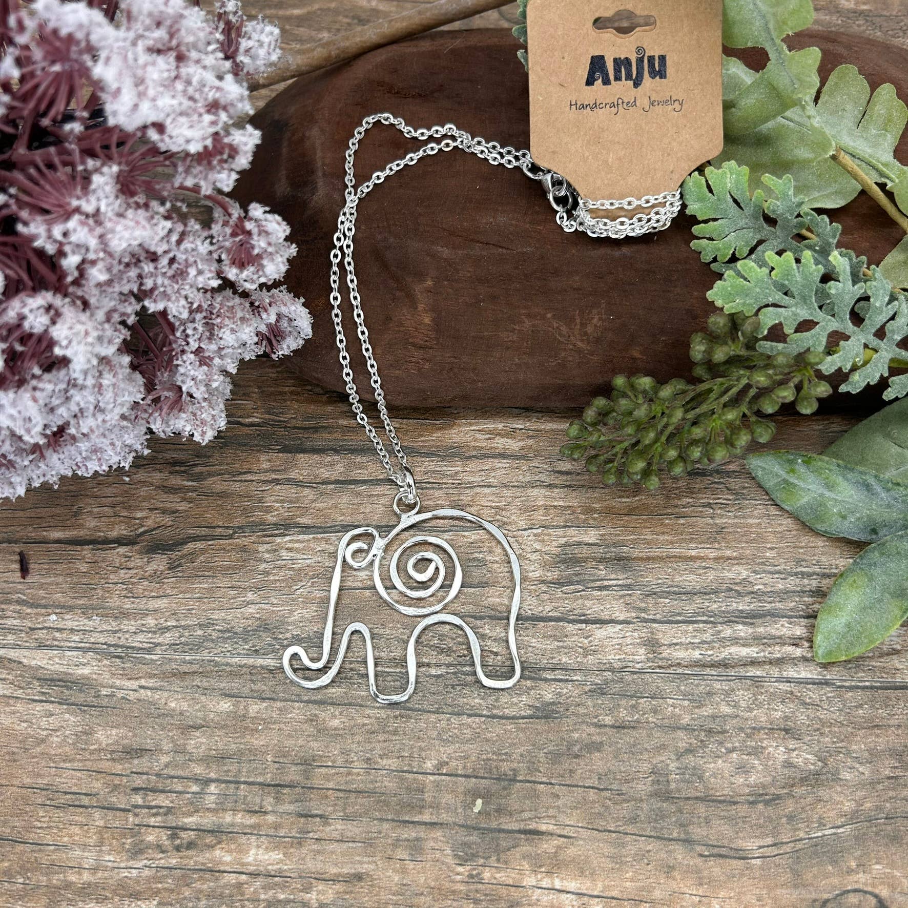 Silver Plated Pendant Necklace - Elephant