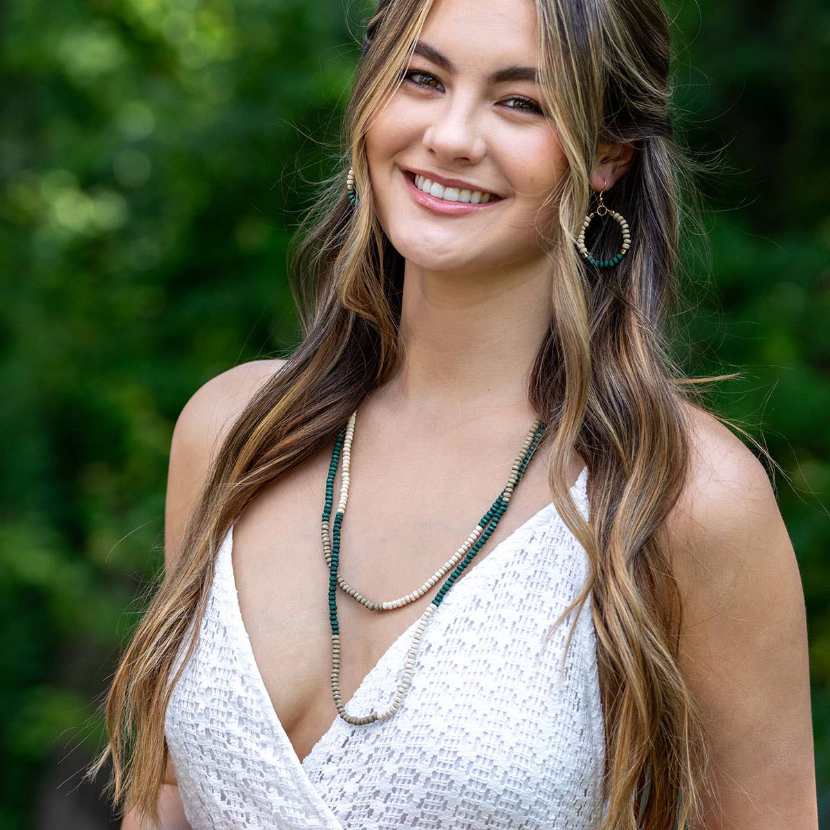 Prismatic Hues Necklace - Sage, Green, White