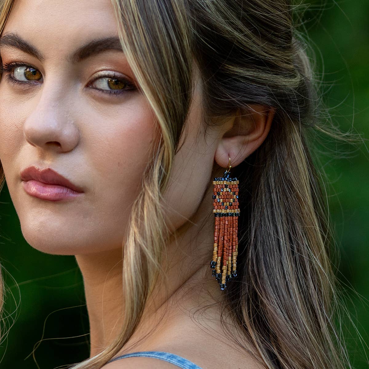 Seed Bead Tribal Fringe Earrings - Multiple Color Styles