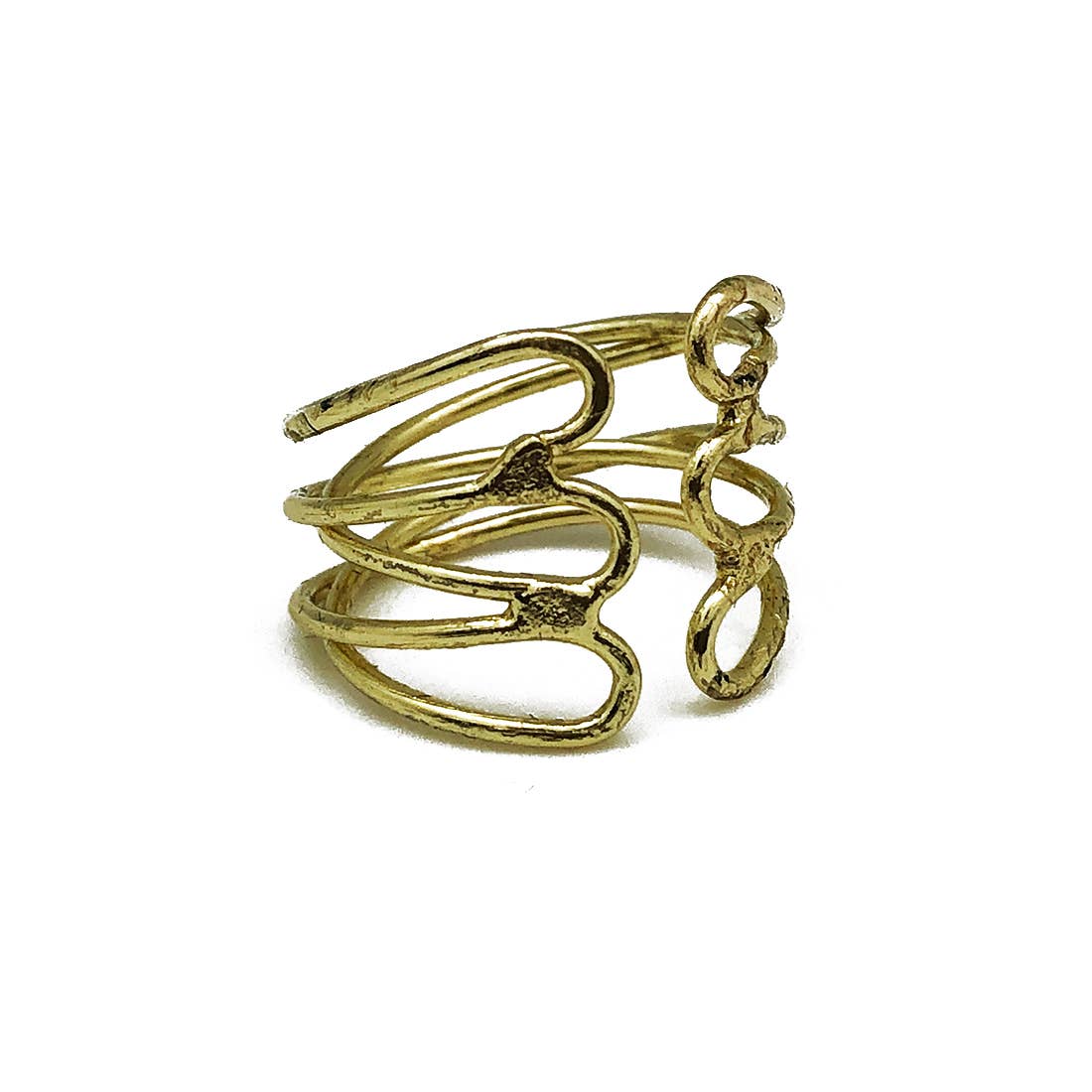 Gold Plated Adjustable Ring - Open Loops
