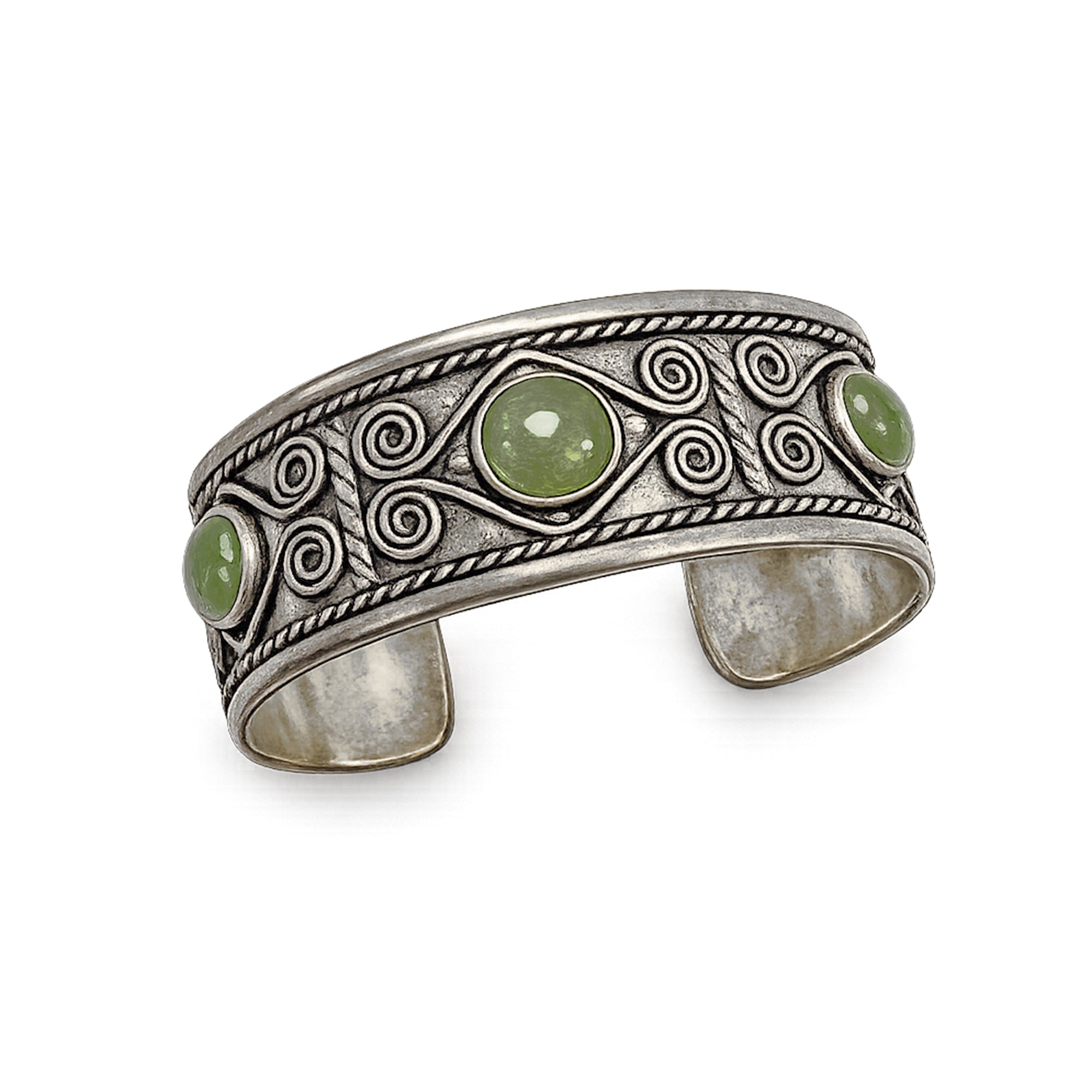 Handcrafted Kashi Antique SilverCuff with Aventurine stones