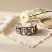 Handcrafted Kashi Antique SilverCuff with Aventurine stones