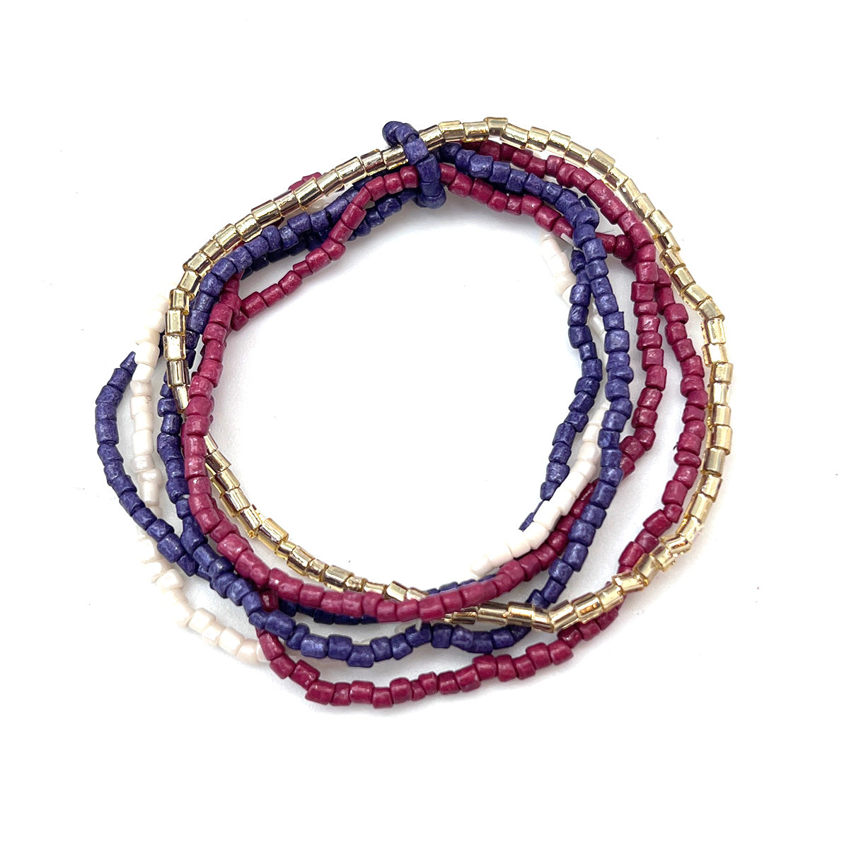 Seed Bead Stretchy Bunch Bracelets - Purple and Magenta