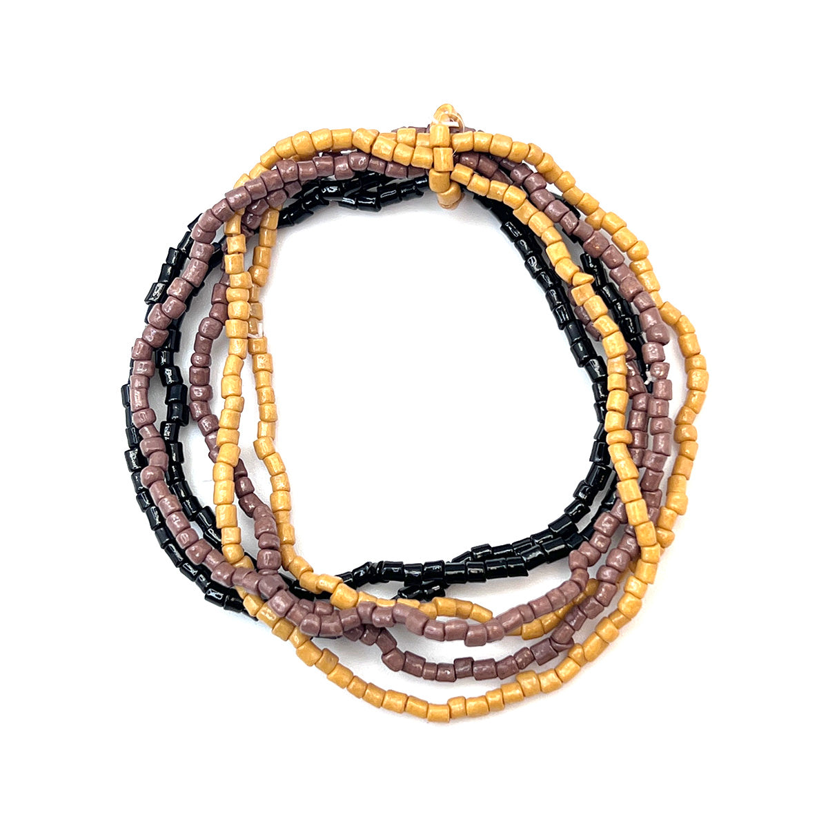 Seed Bead Stretchy Bunch Bracelets - Black, Brown and Tan