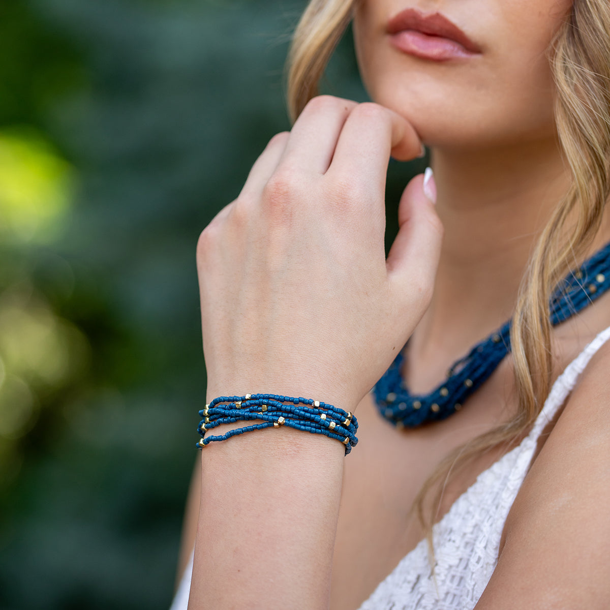 Seedbead Stretchy Bunch Bracelets - Blue