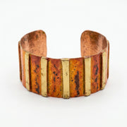 Handcrafted Rustic Copper Patina Bracelet - Orange Stripes