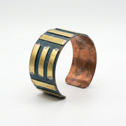Handcrafted Rustic Copper Patina Bracelet - Blue Bars