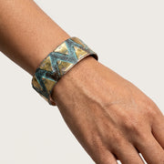 Handcrafted Rustic Copper Patina Bracelet - Aqua Triangle
