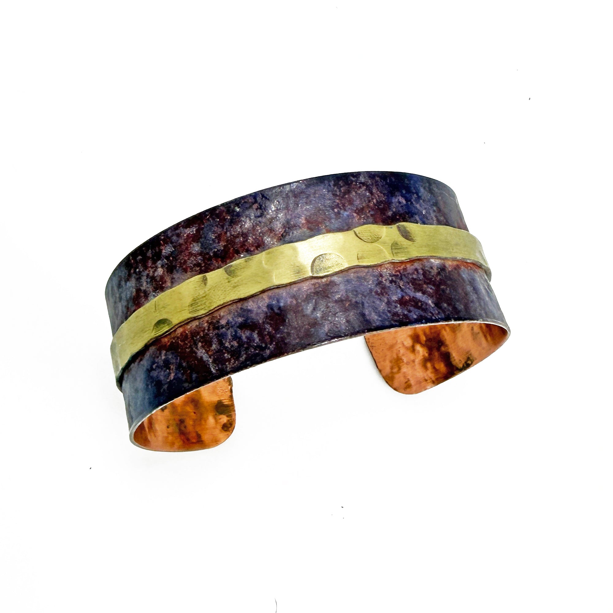 Handcrafted Rustic Copper Patina Bracelet - Plum Band