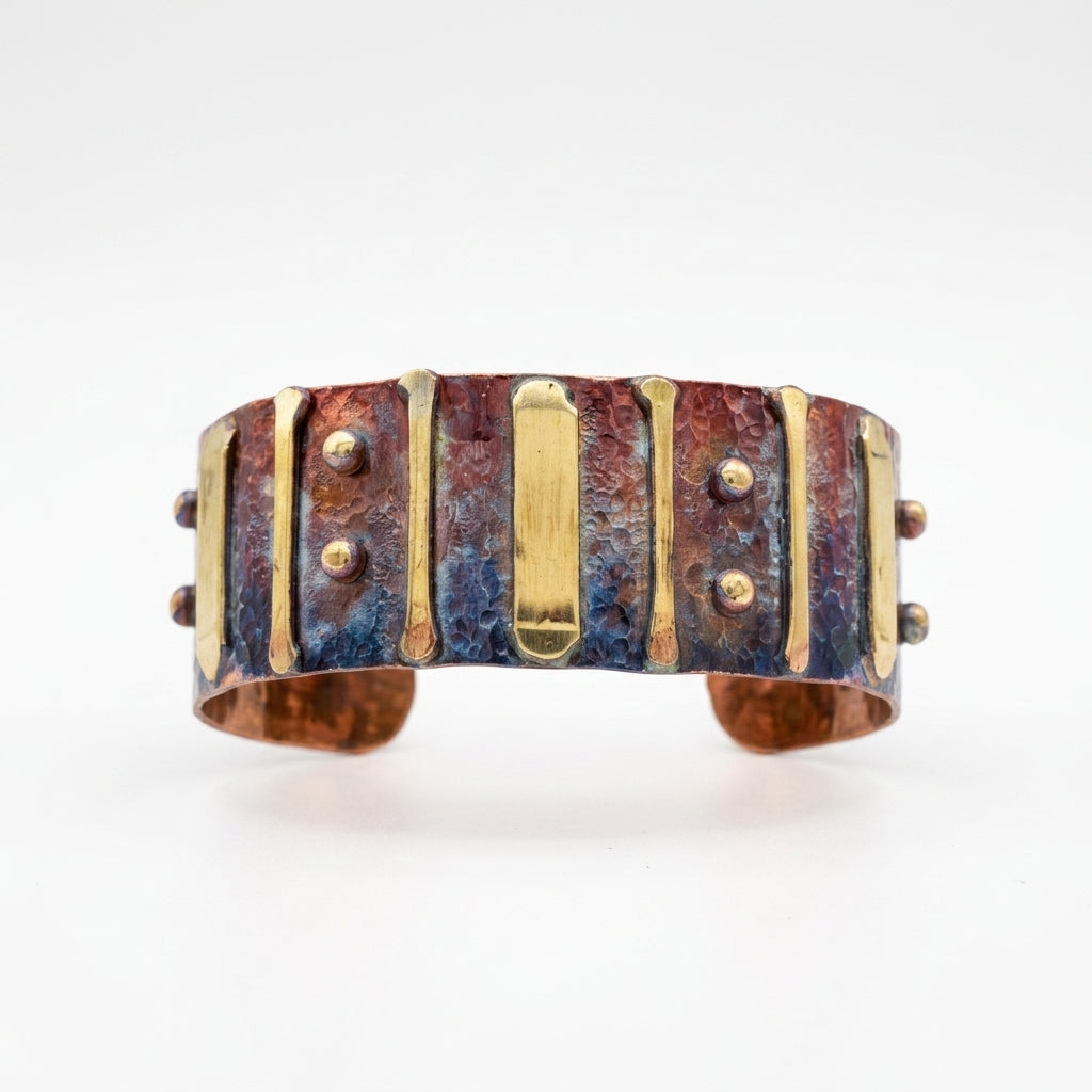 Handcrafted Rustic Copper Patina Bracelet Blue Ember