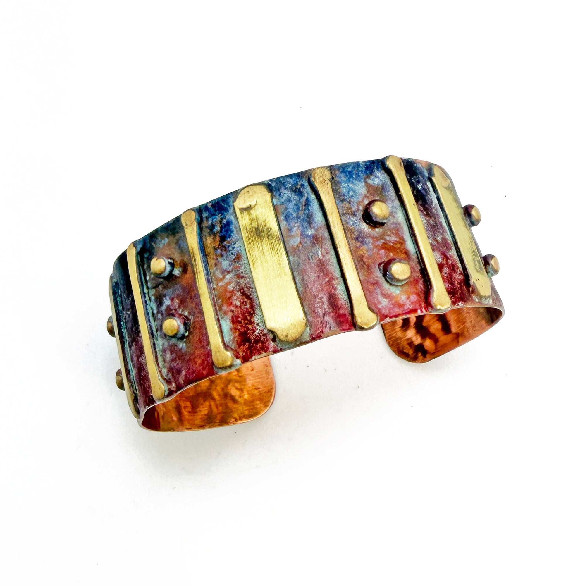 Handcrafted Rustic Copper Patina Bracelet Blue Ember