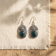 Handcrafted Kashi Antique Silver Earrings with Apatite