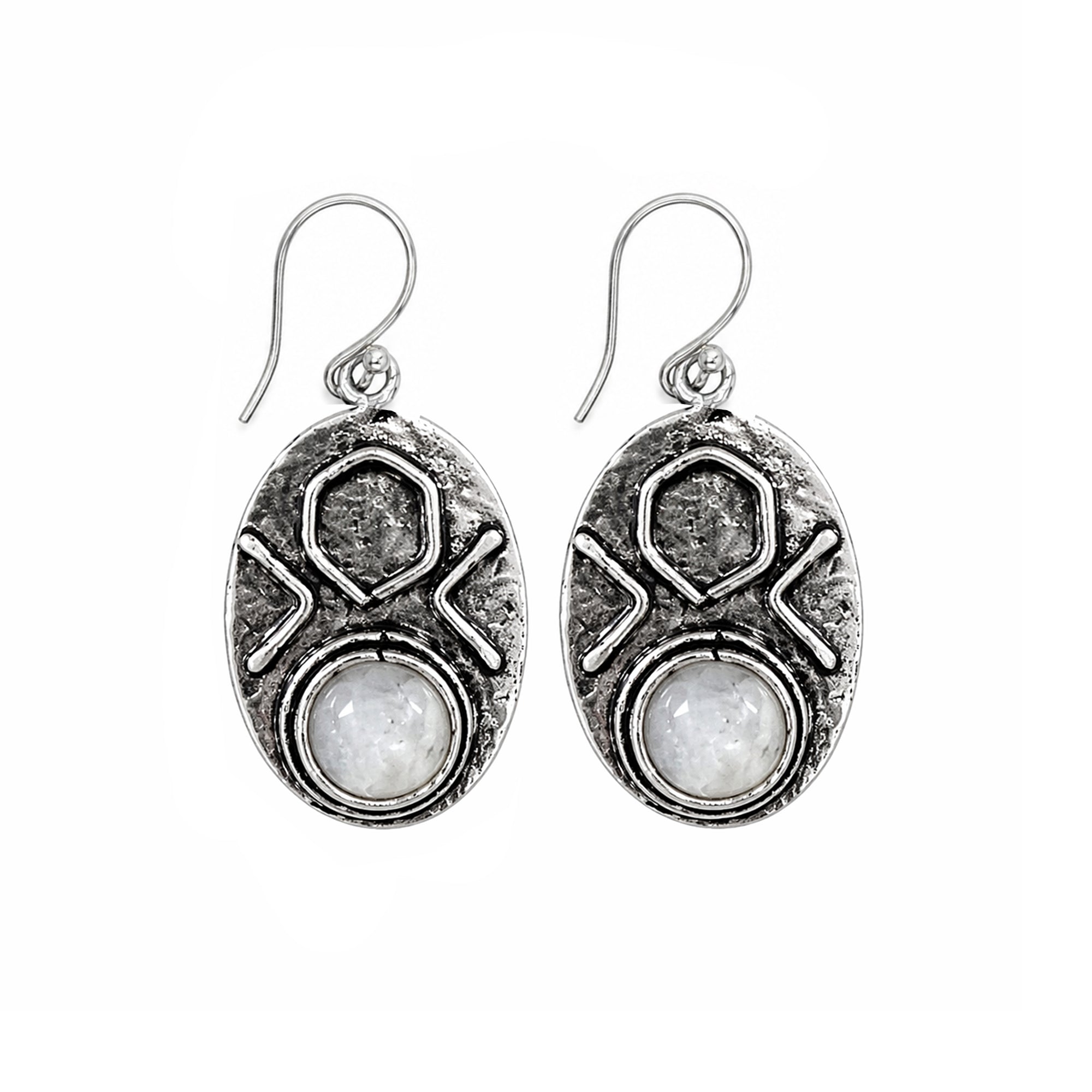 Handcrafted Kashi Antique Silver Earrings with Moonstone