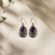Handcrafted Kashi Antique Silver Earrings with Amethyst