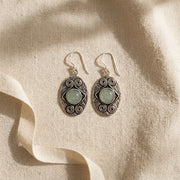Handcrafted Kashi Antique Silver Earrings with Aventurine