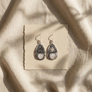 Handcrafted Kashi Antique Silver Earrings with Rose Quartz
