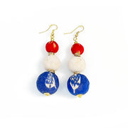Aasha Trio Patriotic Big Beaded Kantha Handcrafted Earrings