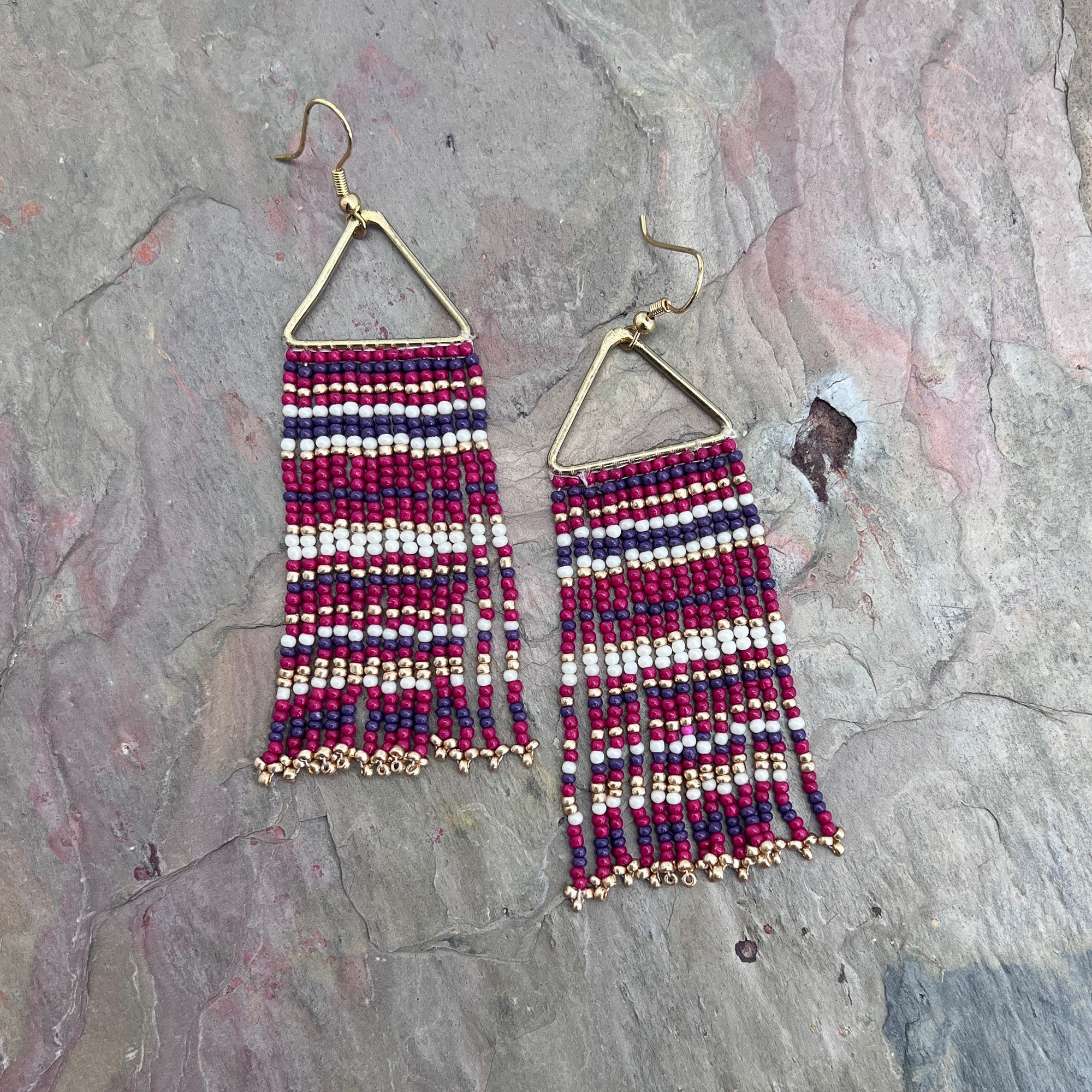 Seed Bead Color Waterfall Earrings - Multiple Color Styles