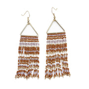 Seed Bead Color Waterfall Earrings - Brown