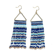 Seed Bead Color Waterfall Earrings - Blue