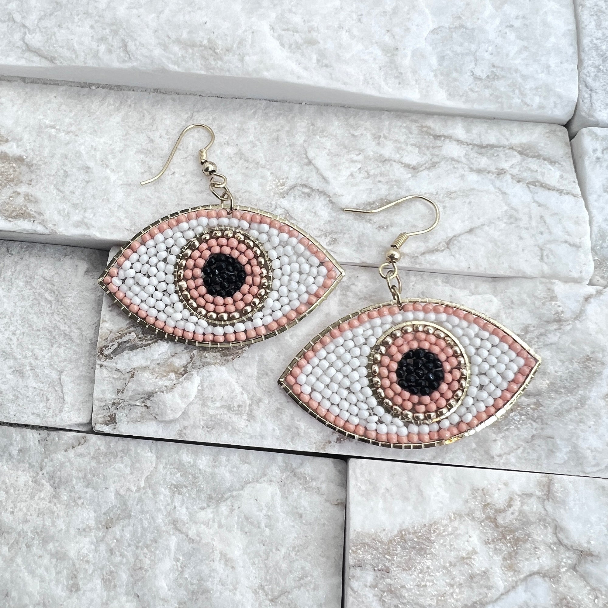 Seed Bead Evil Eye Earrings