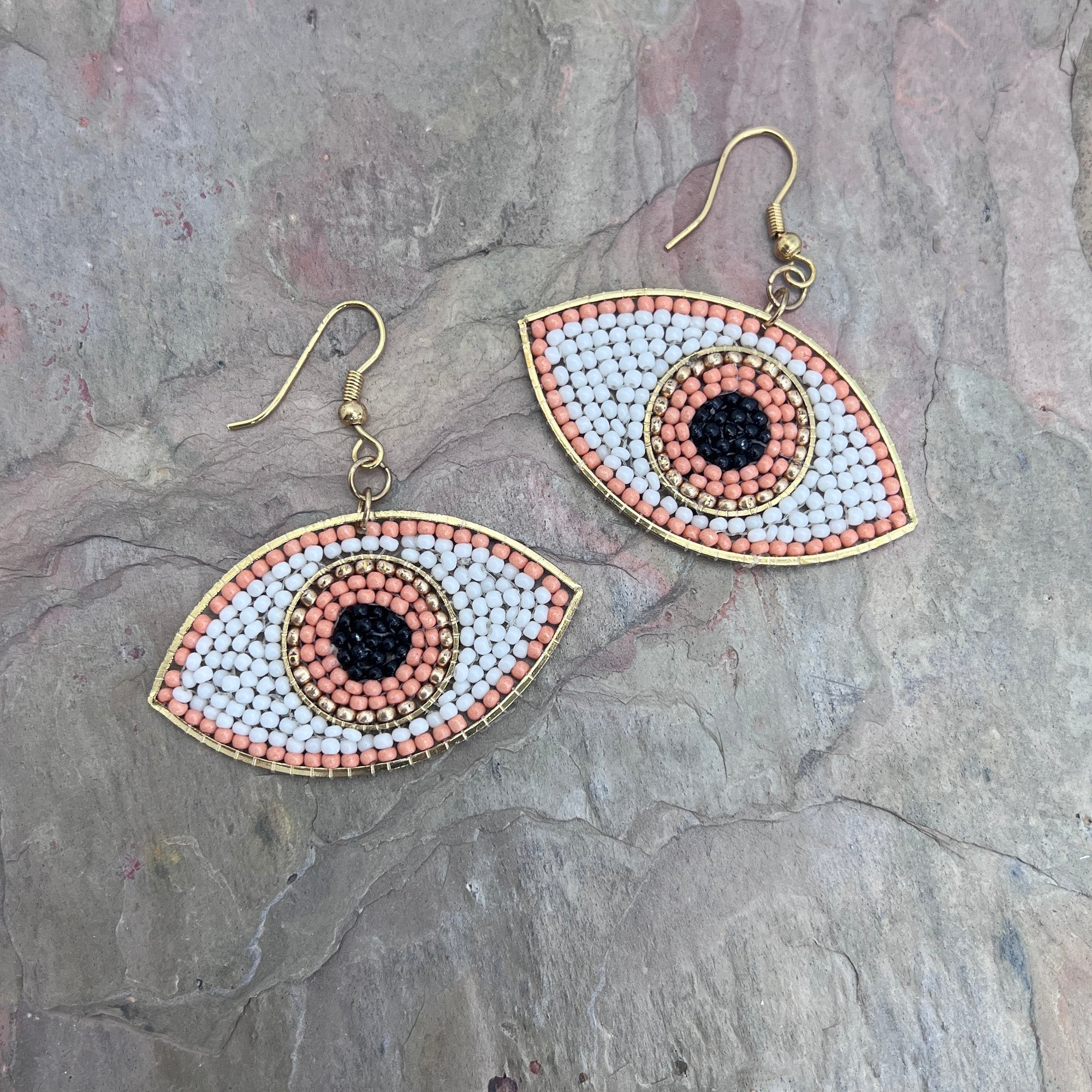 Seed Bead Evil Eye Earrings