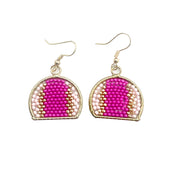 Seed Bead Arch Earrings - Pink
