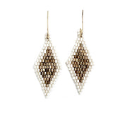 Seed Bead Diamond Shaped Earrings - White
