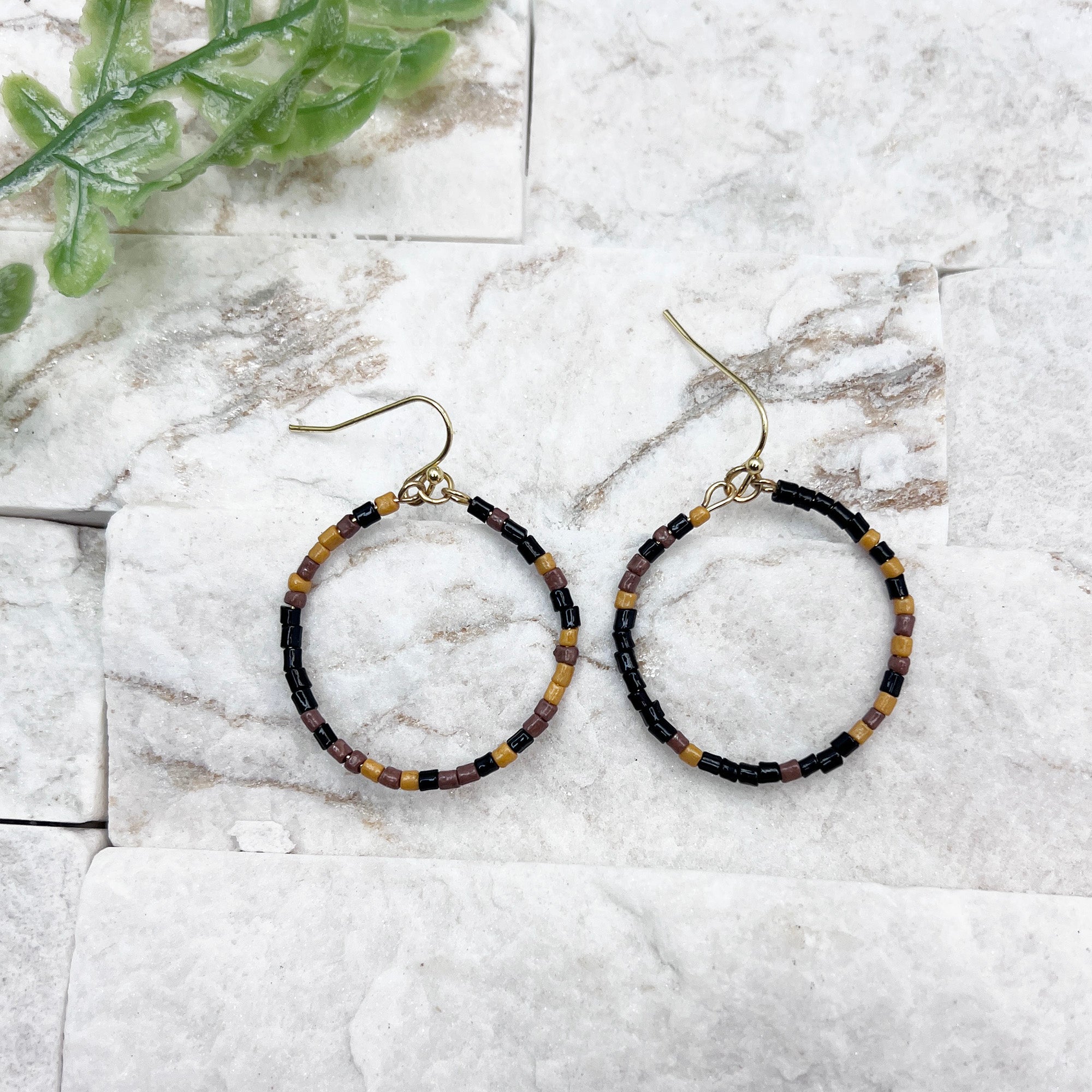 Seed Bead Hoop Earrings - Multiple Color Styles