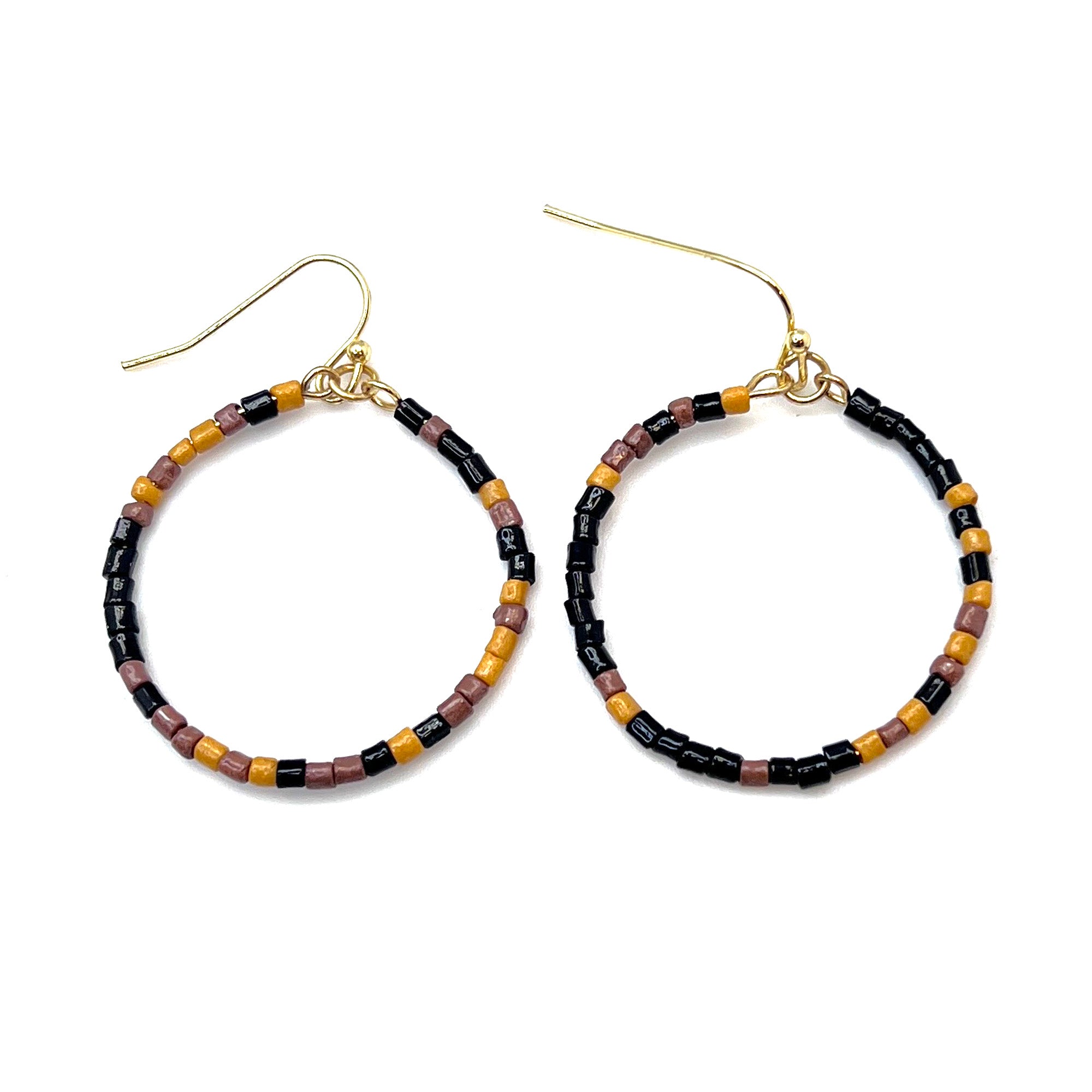 Seed Bead Hoop Earrings - Multiple Color Styles