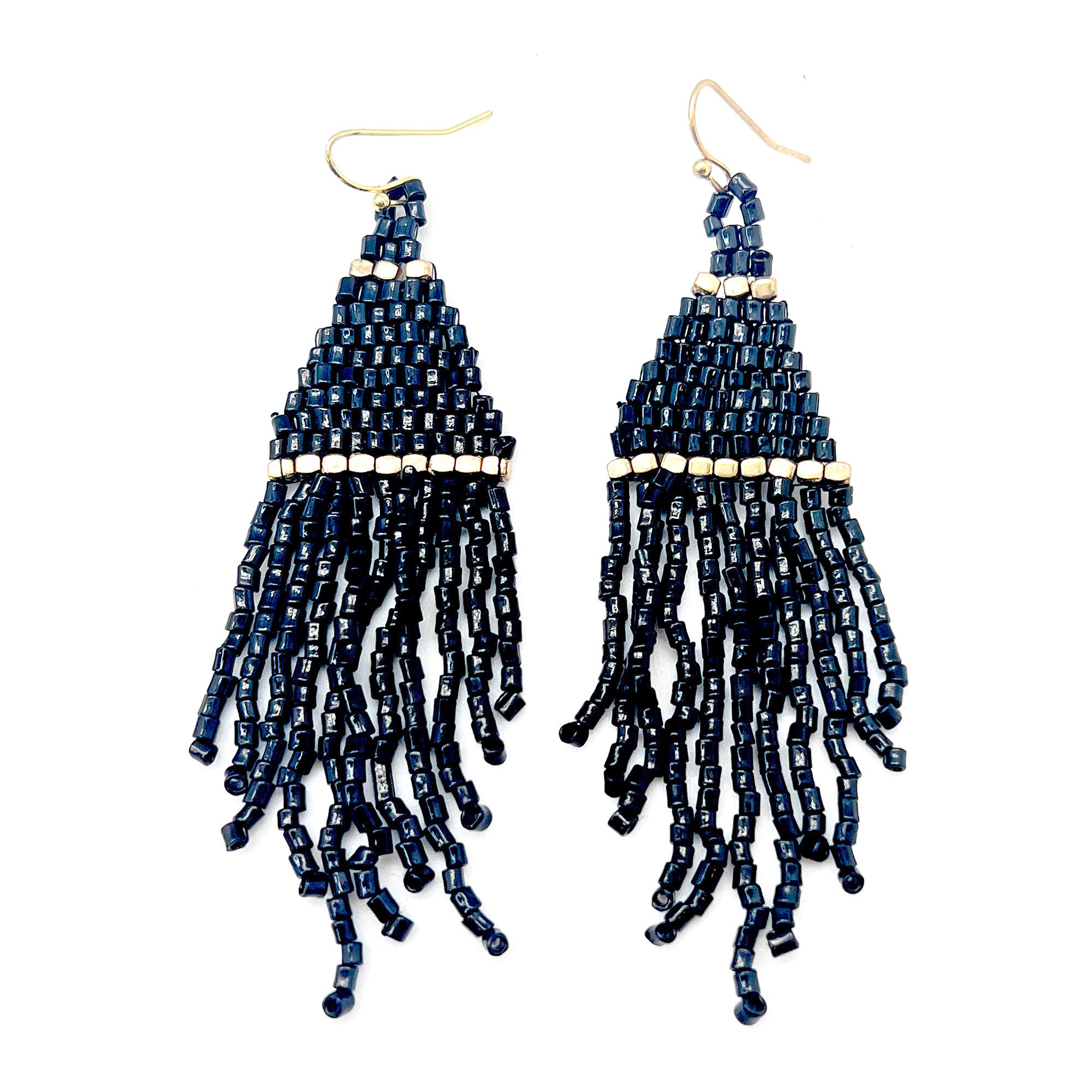 Seedbead Tapered Fringe Earrings - Multiple Color Styles