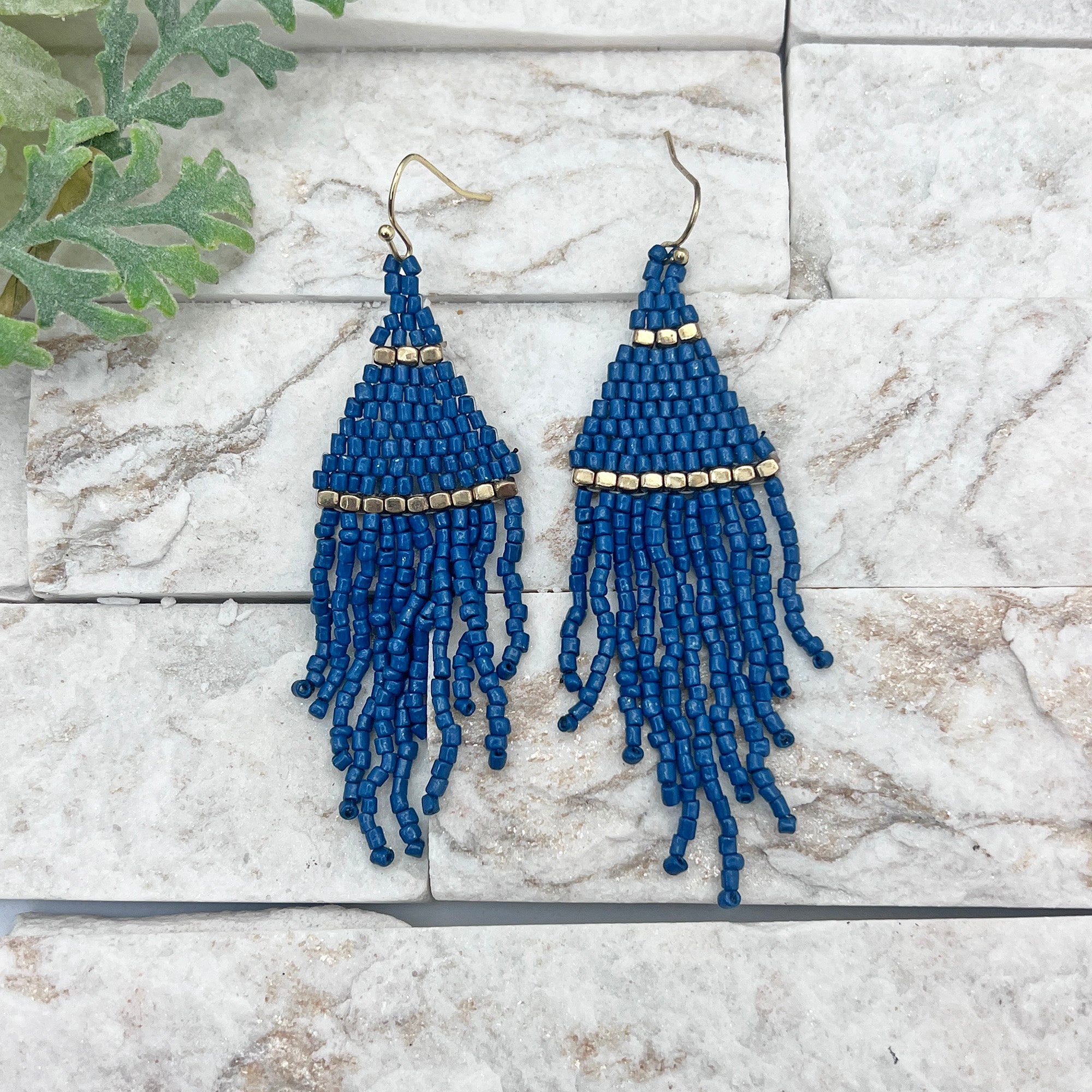 Seedbead Tapered Fringe Earrings - Multiple Color Styles
