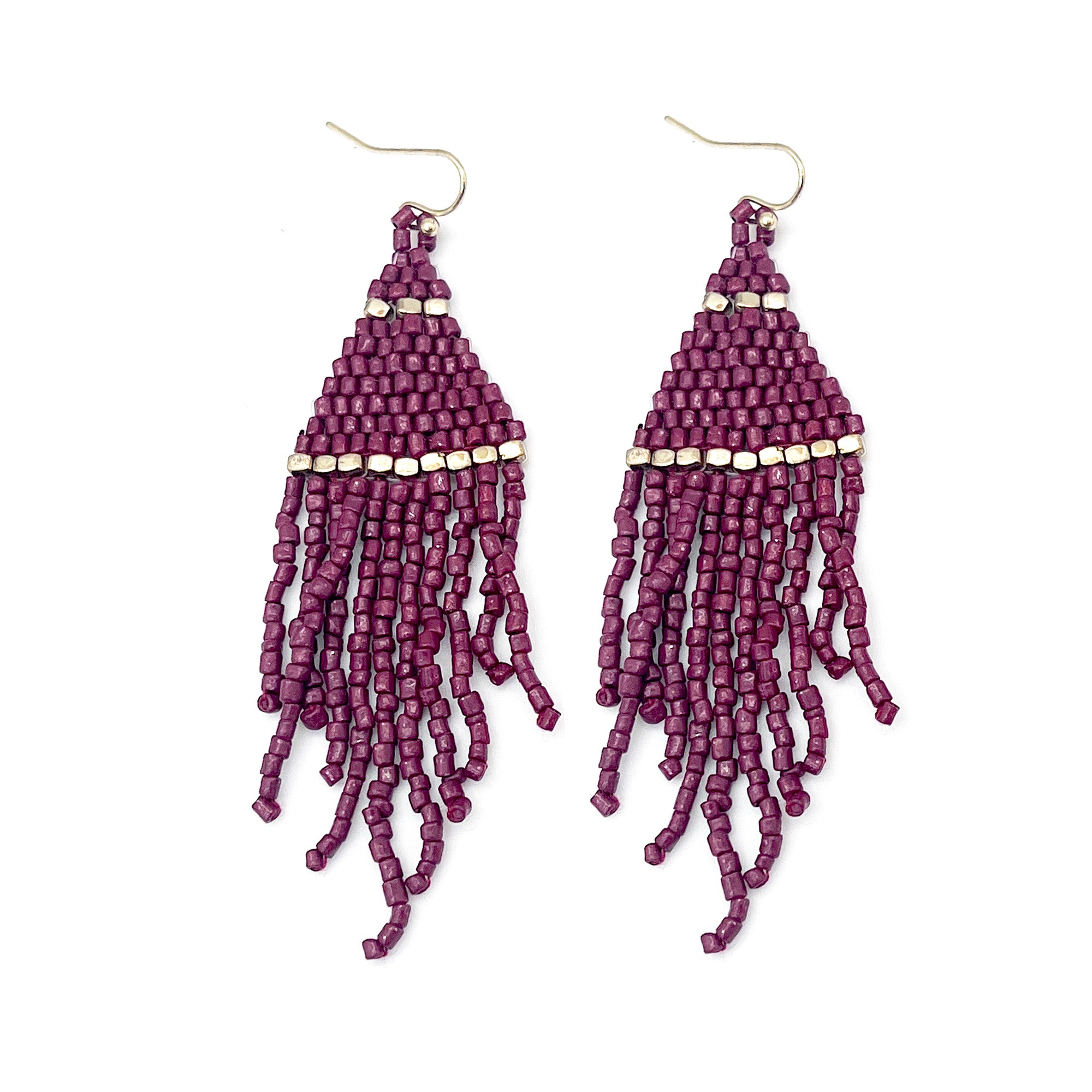 Seedbead Tapered Fringe Earrings - Multiple Color Styles