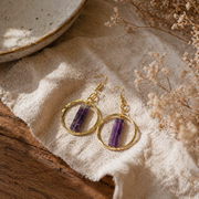 Akriti Amethyst Circle Handcrafted Gold Earrings