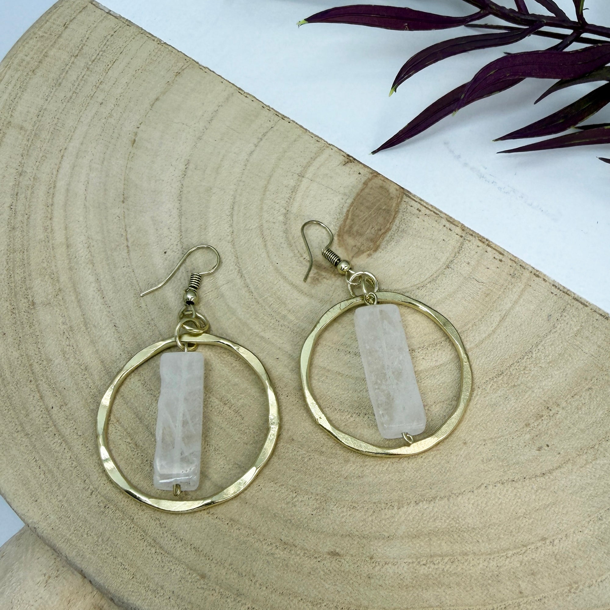 Akriti Quartz Circle Handcrafted Gold Earrings
