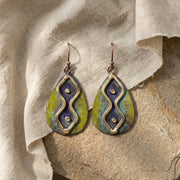 Copper Patina HandCrafted Earrings - Olive Zigzag