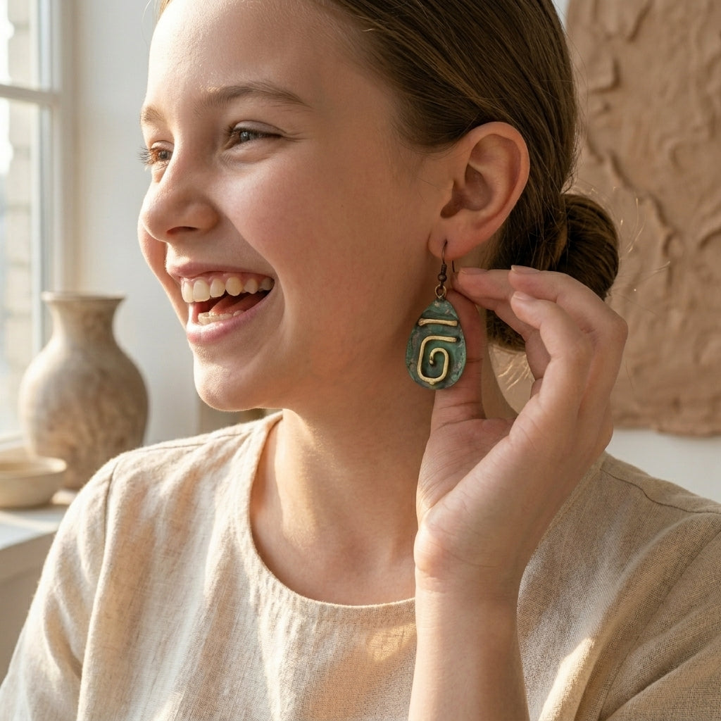 Copper Patina Bracelet and Earring Prepack with Display