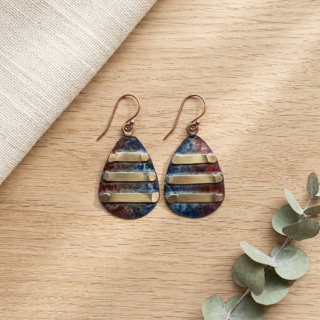 Copper Patina Bracelet and Earring Prepack with Display