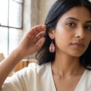 Copper Patina HandCrafted Earrings - Burgundy Bars
