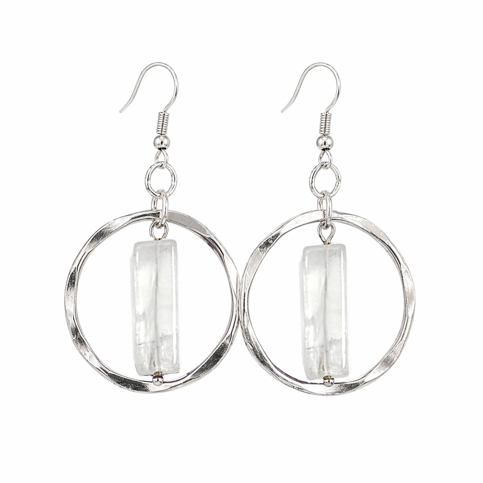 Akriti Quartz Circle Handcrafted Silver Earrings