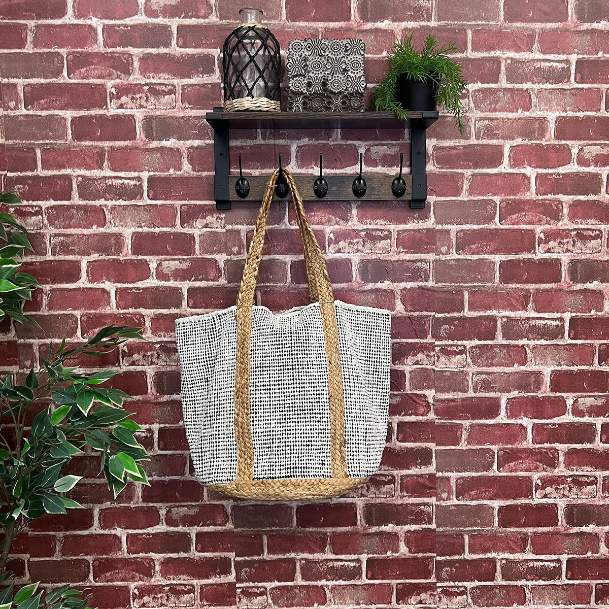 Isla Cotton and Jute Durable Everyday Tote - Black