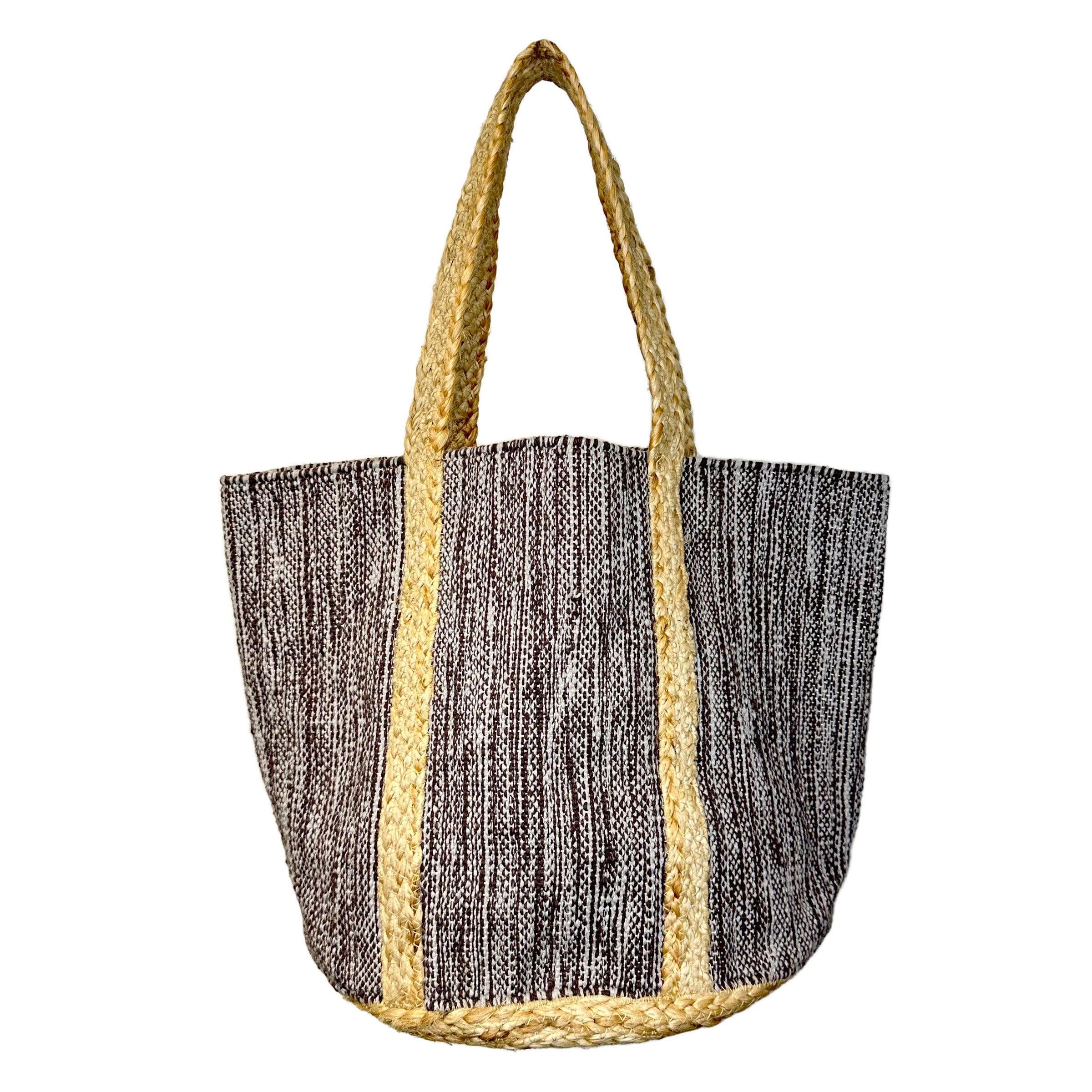 Isla Cotton and Jute Durable Everyday Tote- Grey