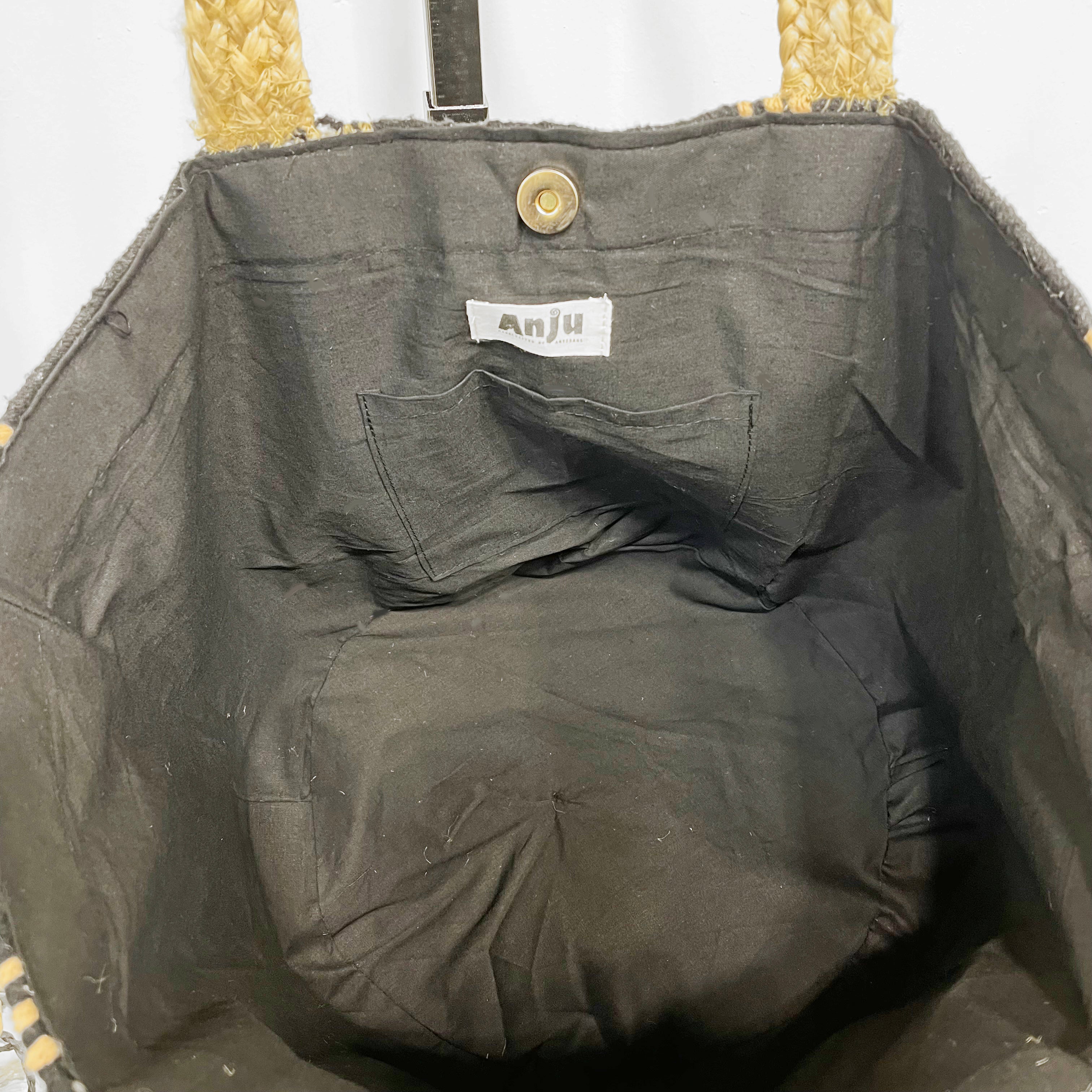 Isla Cotton and Jute Durable Everyday Tote - Black